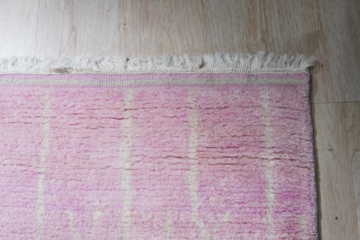 Hand-Knotted Wool Pink Modern Contemporary Moroccan  Rug