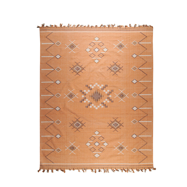 Hand-Knotted Cotton  Coral Contemporary Modern Flat Weave Rug