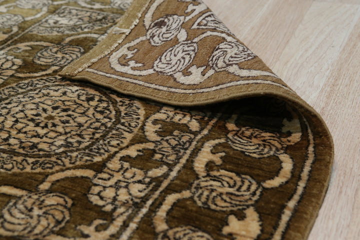Handmade Afghan Wool Brown Transitional All Over Turkish Knot Rug
