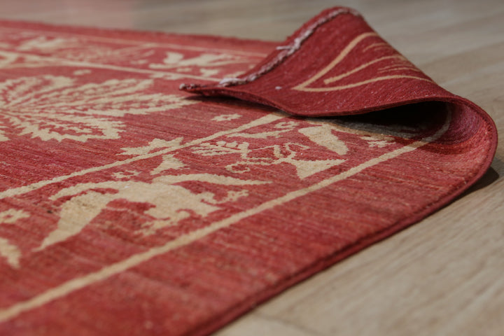 Handmade Afghan Wool Red Transitional All Over Turkish Knot Rug
