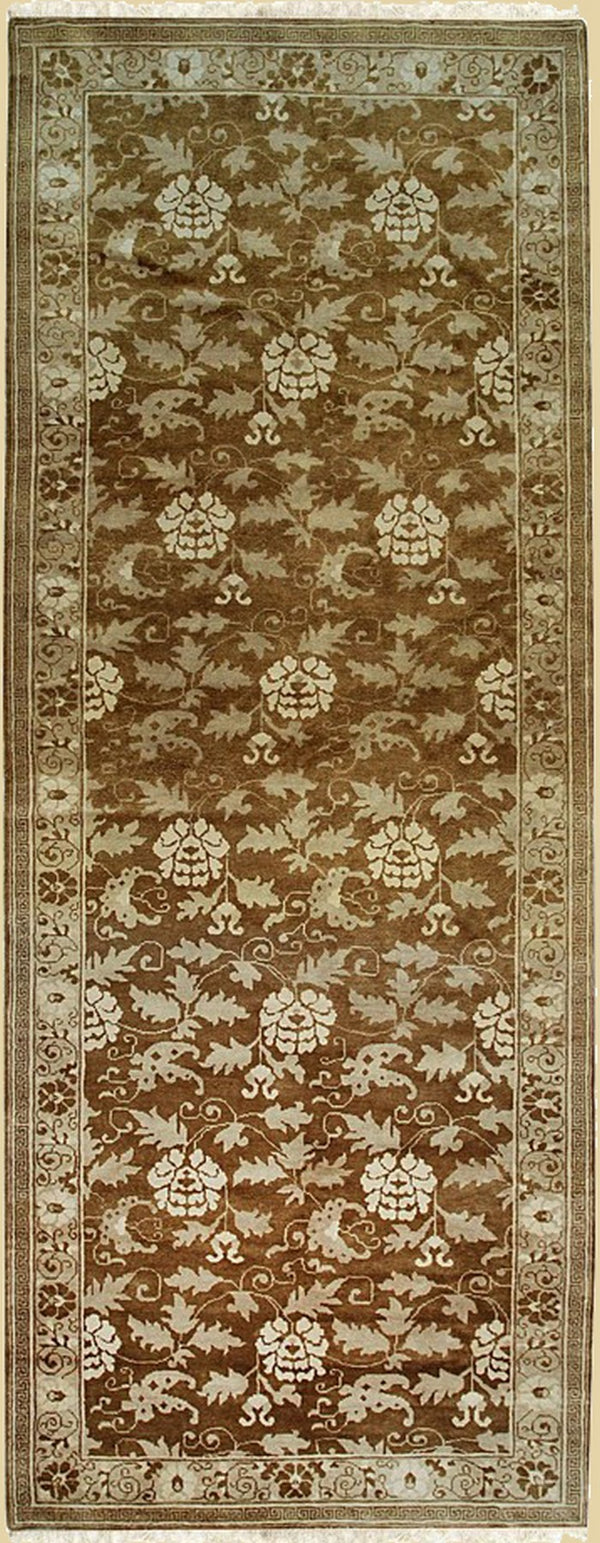 Handmade Wool Beige Transitional All Over Ningxia  Rug, Made in India