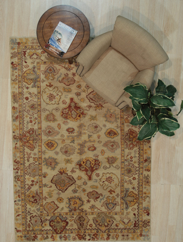 Handmade Wool Ivory Transitional All Over Ningxia  Rug