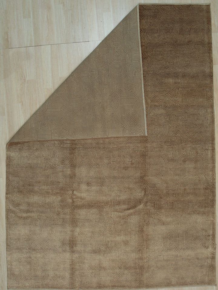 Handmade Wool Gold Transitional Geometric Ningxia  Rug