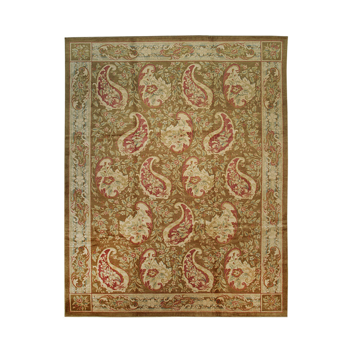 Handwoven Wool Beige Transitional  Floral Spanish Style Rug