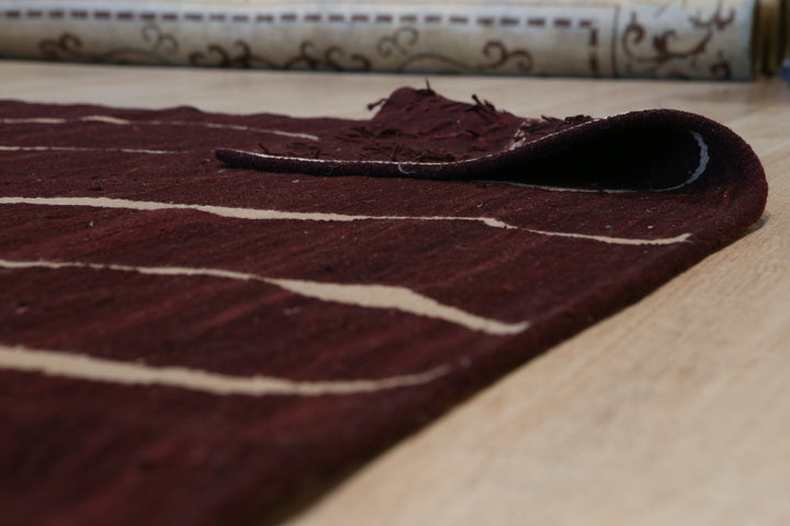 Handwoven Wool Brown Contemporary Modern Modern Flat Weave Rug