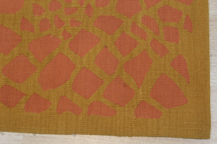 Handwoven Wool Rust Contemporary Modern Modern Flat Weave Rug