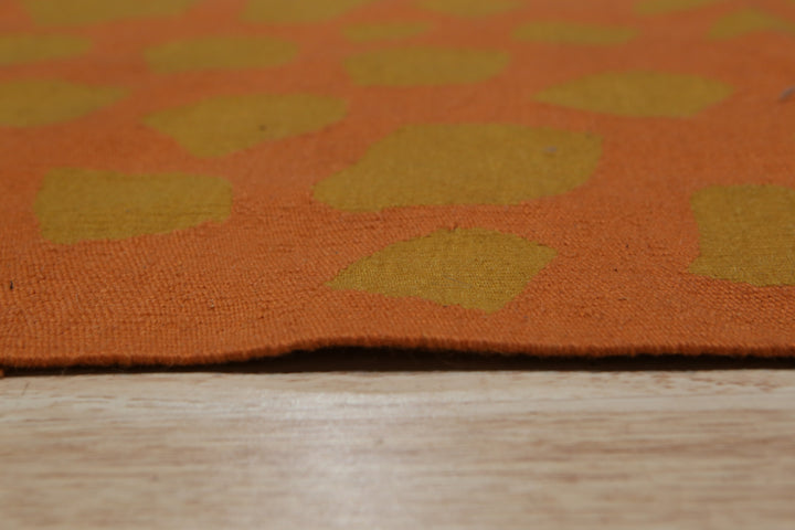 Handwoven Wool Rust Contemporary Modern Modern Flat Weave Rug