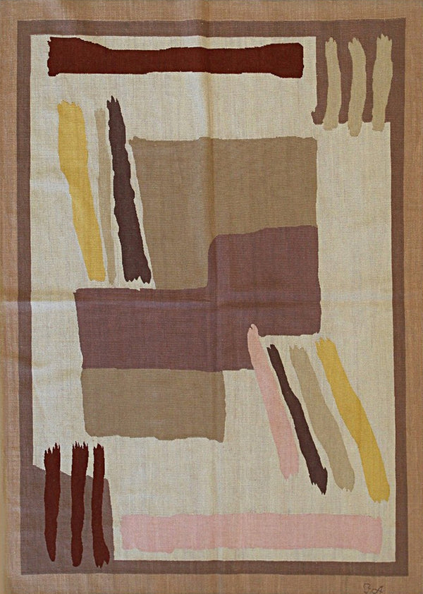 Handwoven Wool Beige Contemporary Modern Modern Flat Weave Rug, Made in India