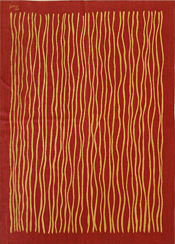 Handwoven Wool Red Contemporary Modern Modern Flat Weave Rug, Made in India