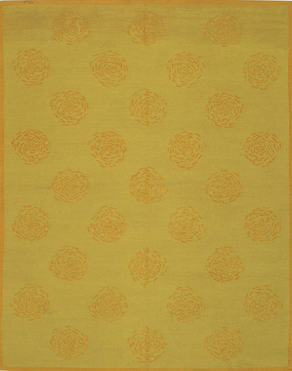 Handwoven Wool Yellow Contemporary Modern Modern Flat Weave Rug, Made in India