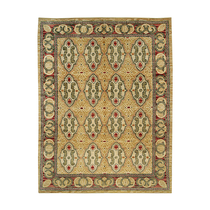 Handwoven Wool Beige Transitional  Floral Spanish Style Rug
