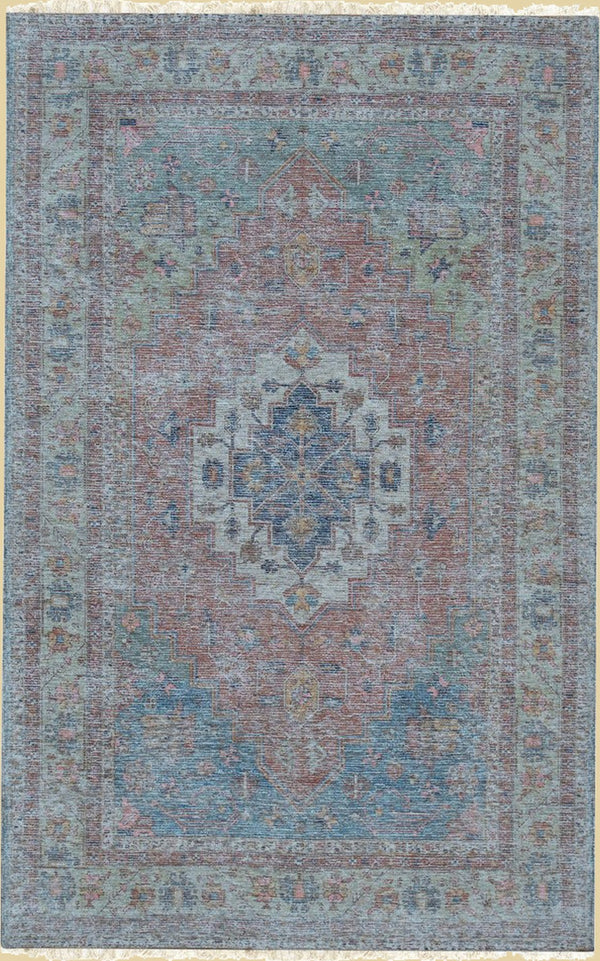 Hand-Knotted Wool Red Classic Traditional Heriz Serapi  Rug, Made in India