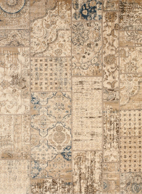 Ivory Distressed Bohemian Isabella Rug, Made in India