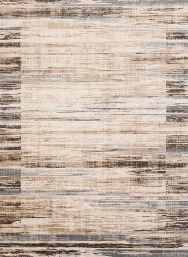 Ivory Distressed Bohemian Isabella Striped Rug, Made in India