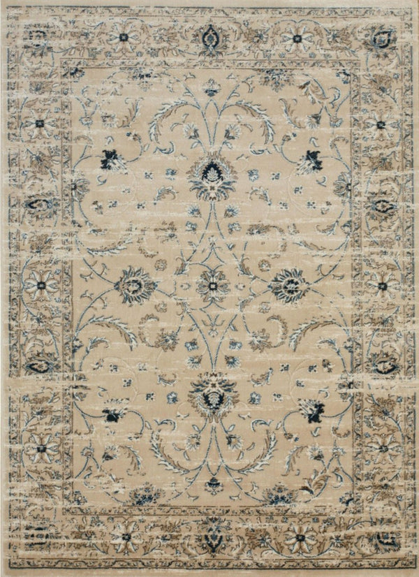 Beige Distressed Bohemian Isabella Rug, Made in India