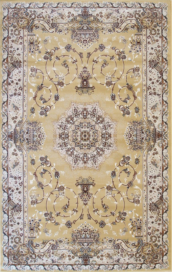 Gold Traditional Oriental Tabriz Rug, Made in India