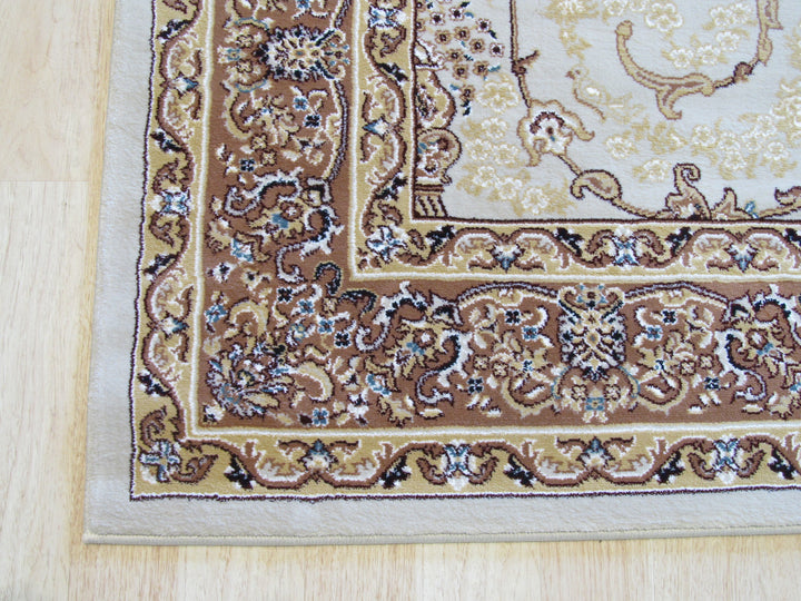 Beige Traditional Oriental Tabriz Rug