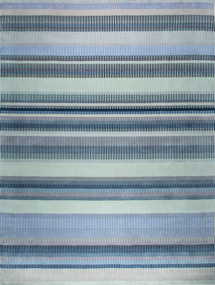 Hand-Knotted Wool Mauve Modern Contemporary Knotted Striped Rug