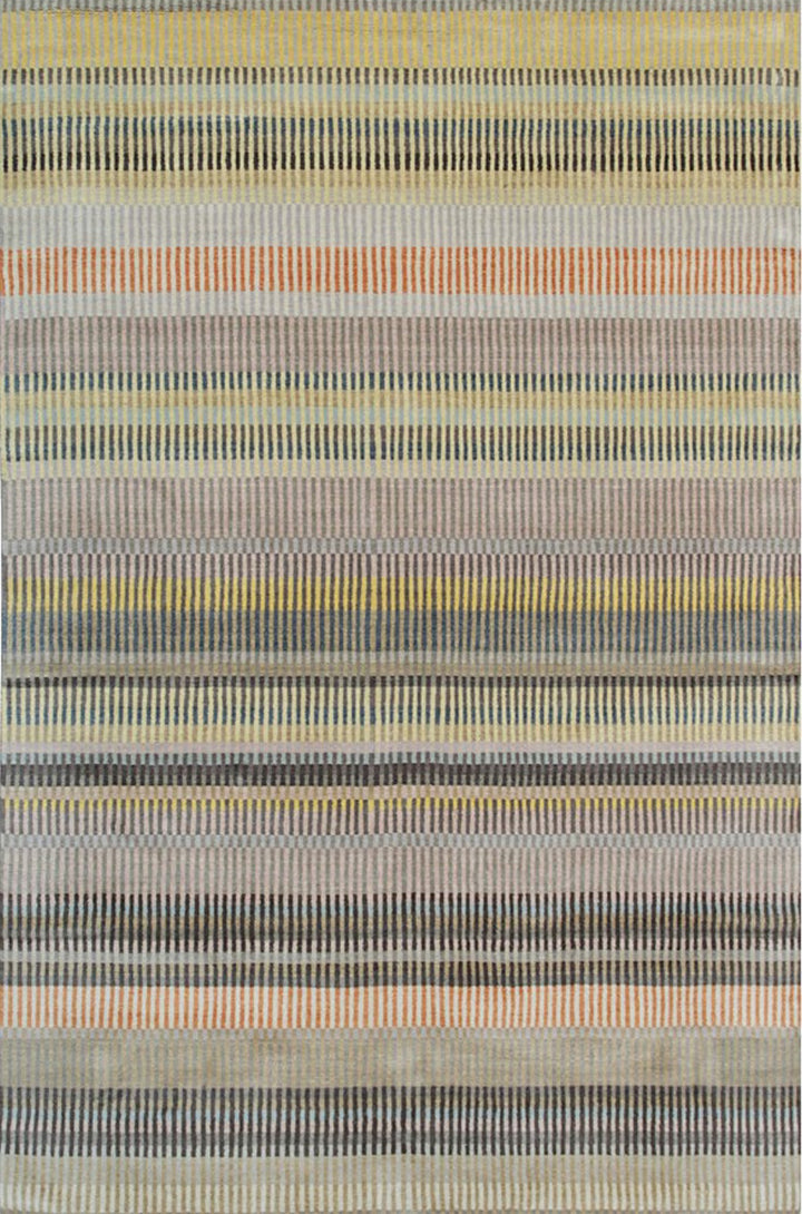 Durable and Stylish Hand Knotted Wool Stripe/BEIGE Modern Stripe Knotted Striped Rectangular Area Rugs