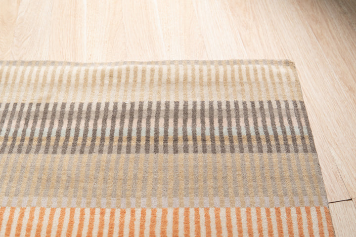 Durable and Stylish Hand Knotted Wool Stripe/BEIGE Modern Stripe Knotted Striped Rectangular Area Rugs