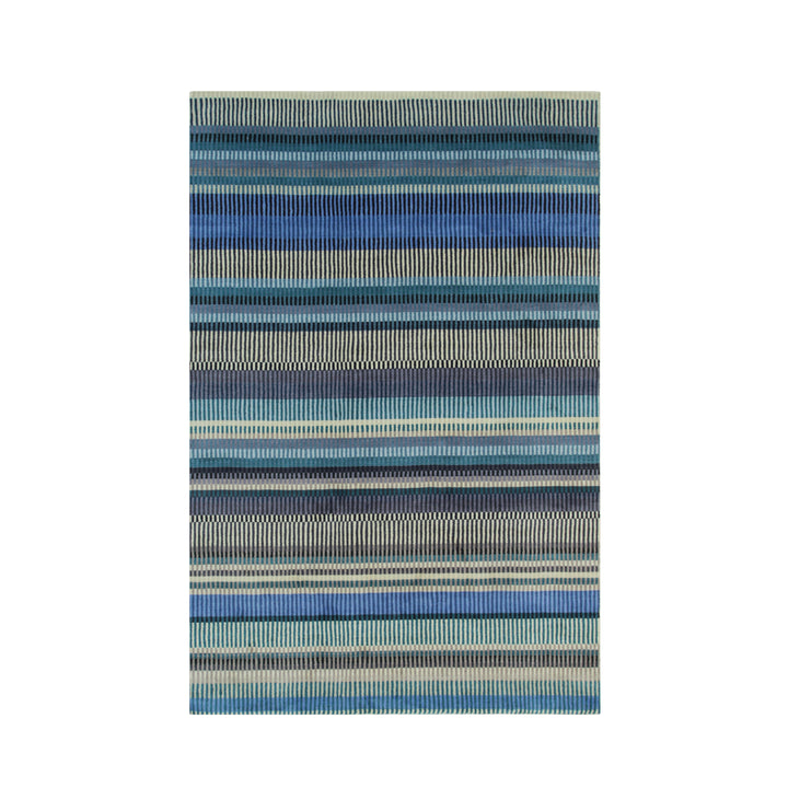 Hand Knotted Wool Stripe/BLUE Modern Stripe Knotted Strpied Rug