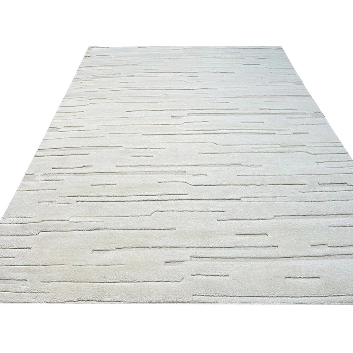 Stylish and Elegant Hand-Knotted Wool White Modern Contemporary HANDKNOTTED Hand-Tufted Wool Rectangle Area Rugs
