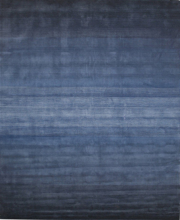 Hand-Tufted Wool Blue Transitional Abstract Horizon Rug, Made in India