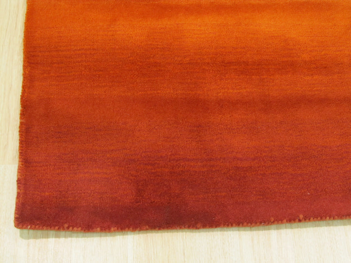 Handmade Wool Orange Transitional Solid Horizon Rug