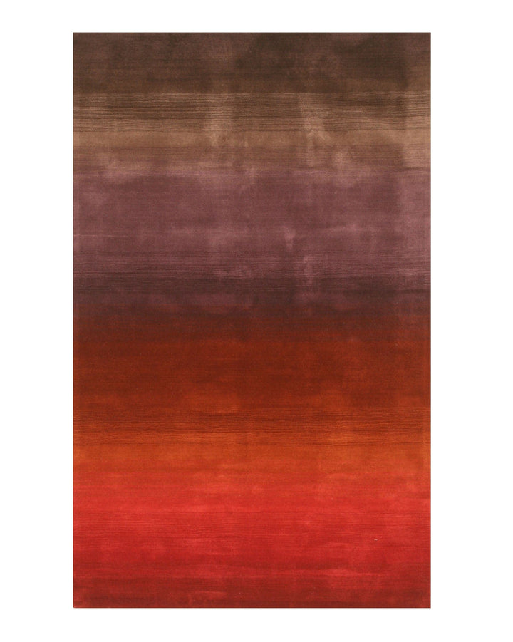 Handmade Wool Red Contemporary Stripe Horizon Rug