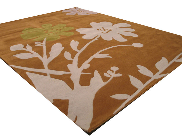 Hand-tufted Wool Brown Contemporary Floral Francine Rug