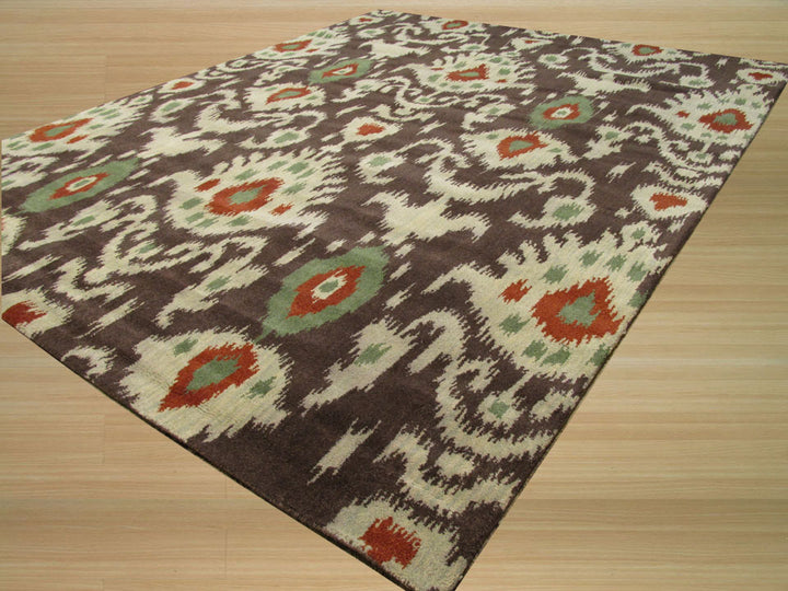 Hand-tufted Wool Brown Contemporary Ikat Ikat Rug