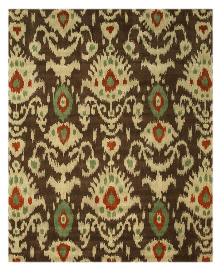 Hand-tufted Wool Brown Contemporary Ikat Ikat Rug