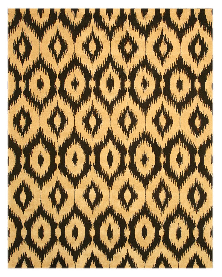 Hand-tufted Wool Black Contemporary Abstract Gold Ikat Rug