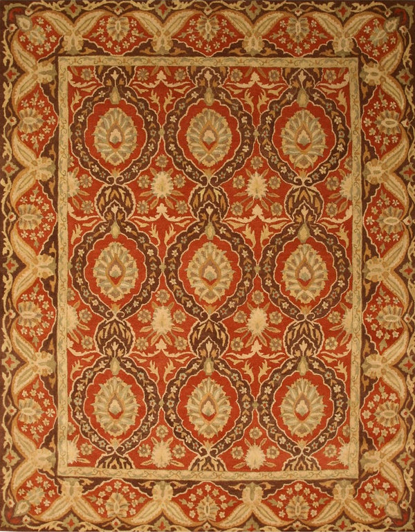 Hand-Tufted Wool Red Traditional Oriental Khyber Rug, Made in India