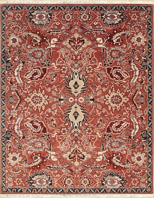Hand Knotted Wool Rust Traditional Oriental Sultanabad Rug, Made in India