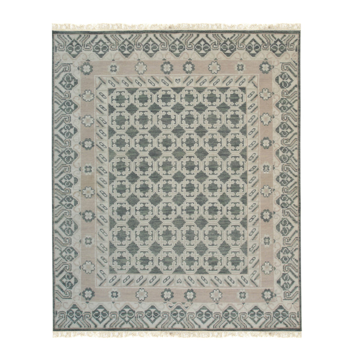 Hand Knotted Wool Green Traditional Oriental Khotan   Rug