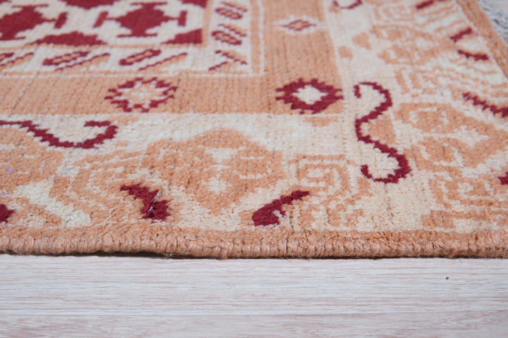 Hand Knotted Wool Red Traditional All Over Khotan Weave  Rug