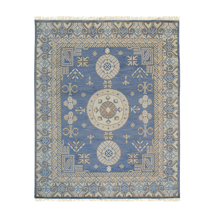 Hand Knotted Wool Blue Traditional Oriental Khotan   Rug