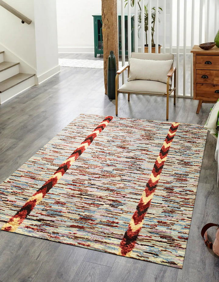 Hand Knotted WOOL/B.SILK Multi Transitional Transitional Modern Sik Knotted Rug