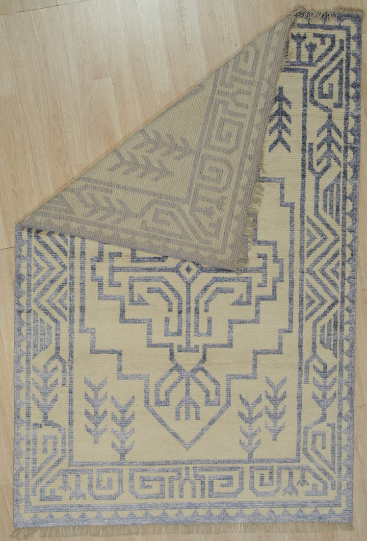 Hand Knotted WOOL/B.SILK Blue Transitional Transitional Modern Sik Knotted Rug