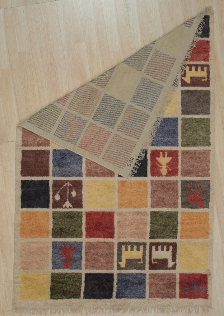 Hand Knotted Wool Multi Traditional Geometric Modern Knot  Rug
