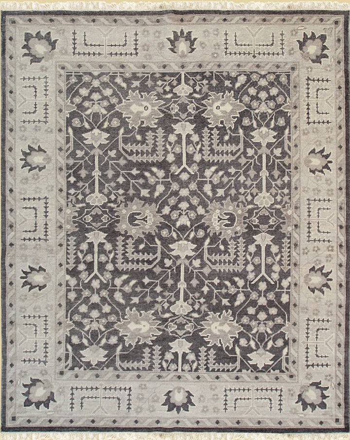 Durable and Stylish Hand Knotted Wool Charcoal Traditional Oriental Oushak Rectangular Area Rugs
