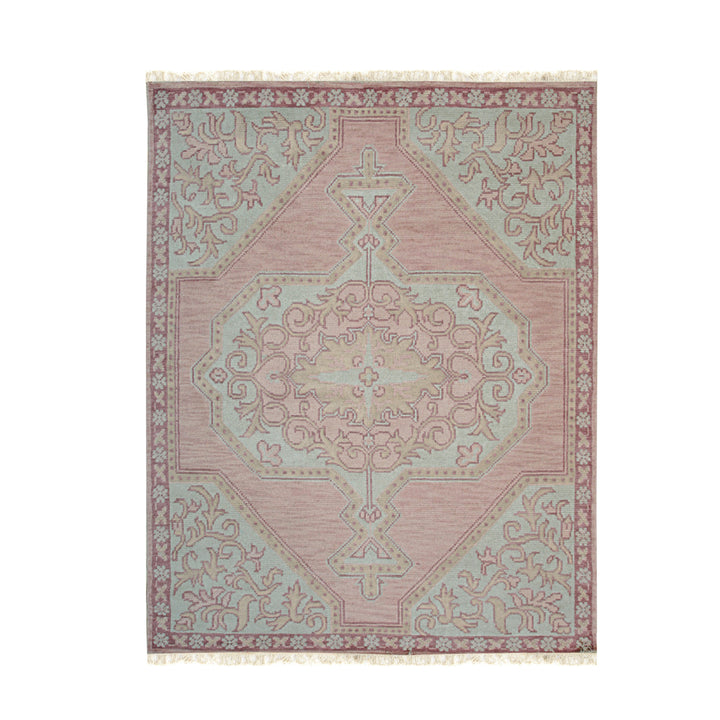 Hand Knotted Wool Pink Traditional Oriental Heriz Rug