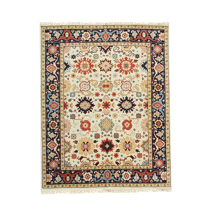 Hand Knotted Wool Ivory Traditional Oriental Mahal Rug