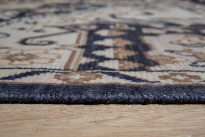 Hand Knotted Wool Charcoal Traditional Oriental Heriz Rug