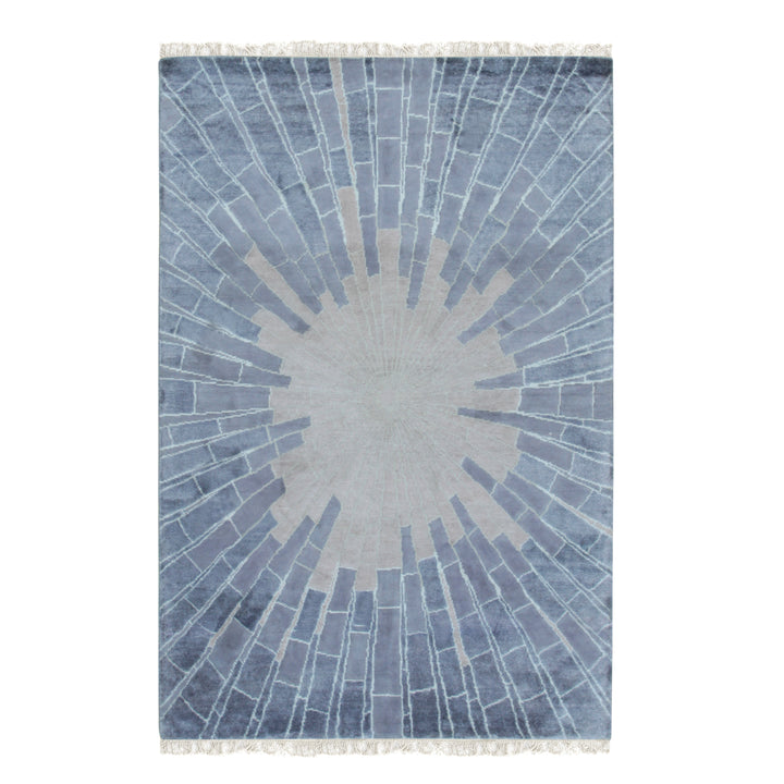 Hand-Knotted Wool Gray Modern Abstract Oushak Rug