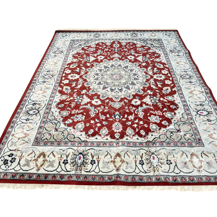 Hand-Knotted Wool/ silk Red Traditional Classic  Rug