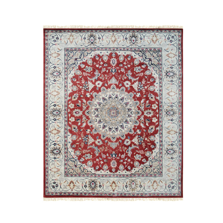 Hand-Knotted Wool/ silk Red Traditional Classic  Rug