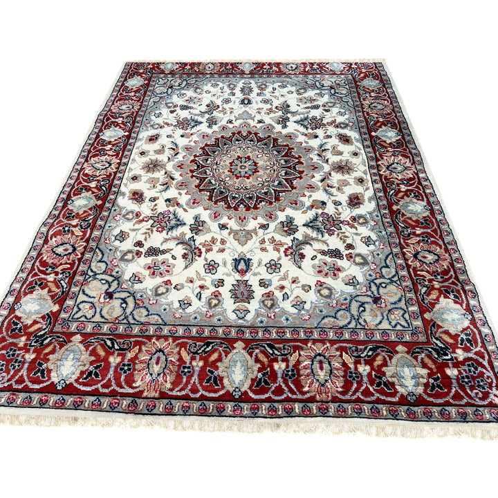 Hand-Knotted Wool/ silk Ivory Traditional Classic  Rug