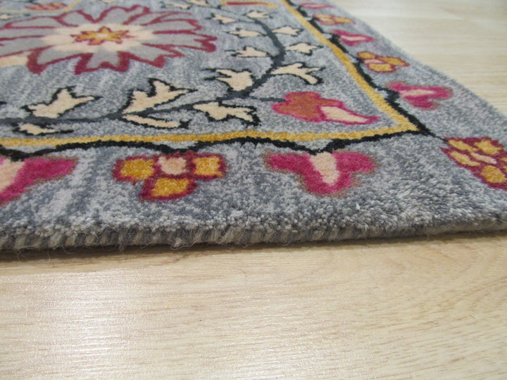 Hand-tufted Wool Blue Transitional Floral Paisley Rug